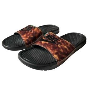 Nike Benassi Women's Tortoise Shell Slide Sandals Black Brown Size 11